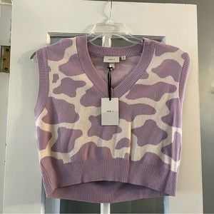 NWT Milk It Purple Cow Print Sweater Vest Size 10 US / UK 14 💜